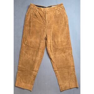 Vtg Bachrach Mens Pleated Corduroy Pants Trousers 33x29.5‎ Tapered Caramel Brown